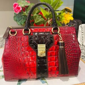 ❤️❤️ VERY RARE Brahmin Courtney Ruby Tri Texture Satchel